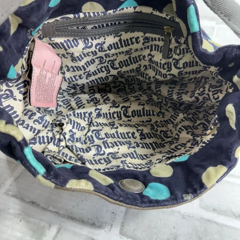 Vintage Juicy Couture Y2K Handbag Green Velour Poka Dot Shoulder Bag Purse